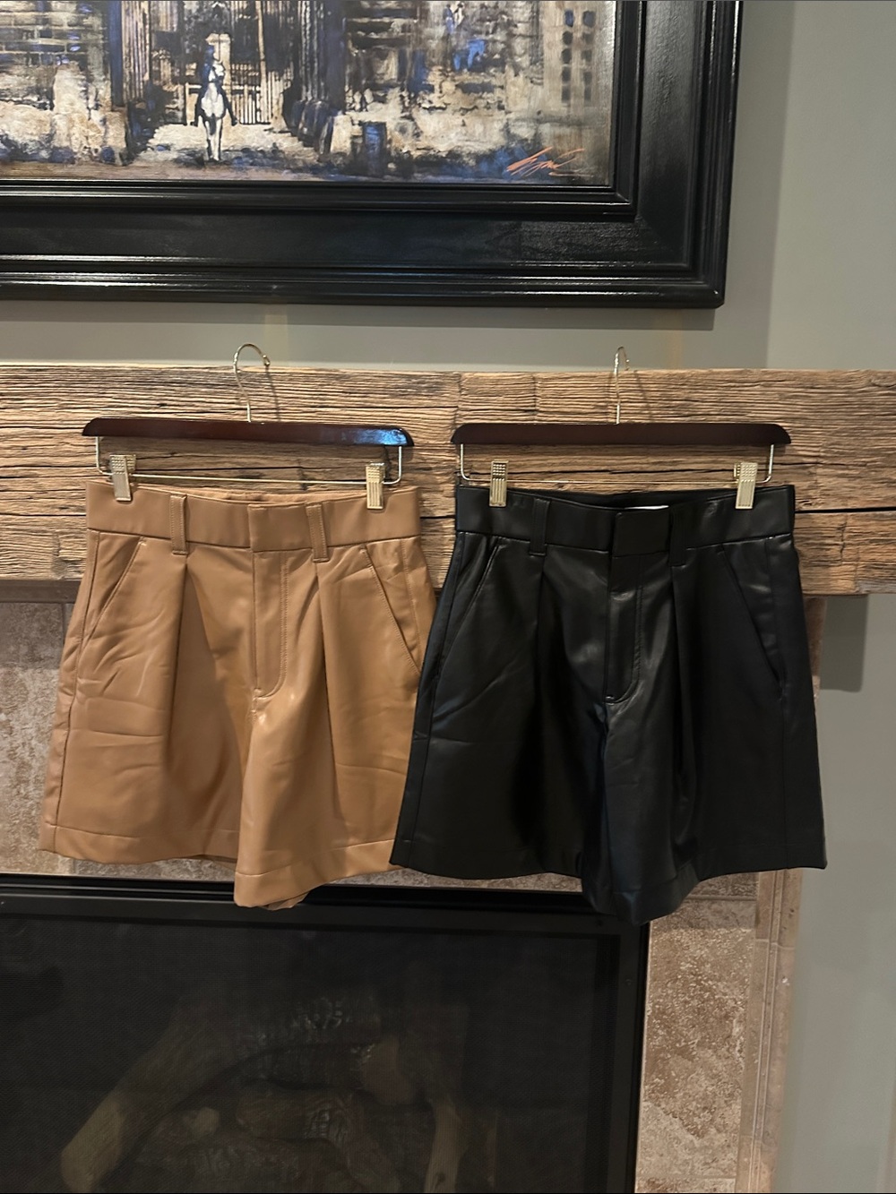 NWT. PAIR OF 2 Faux Leather Women’s Tailored Shorts - A&F